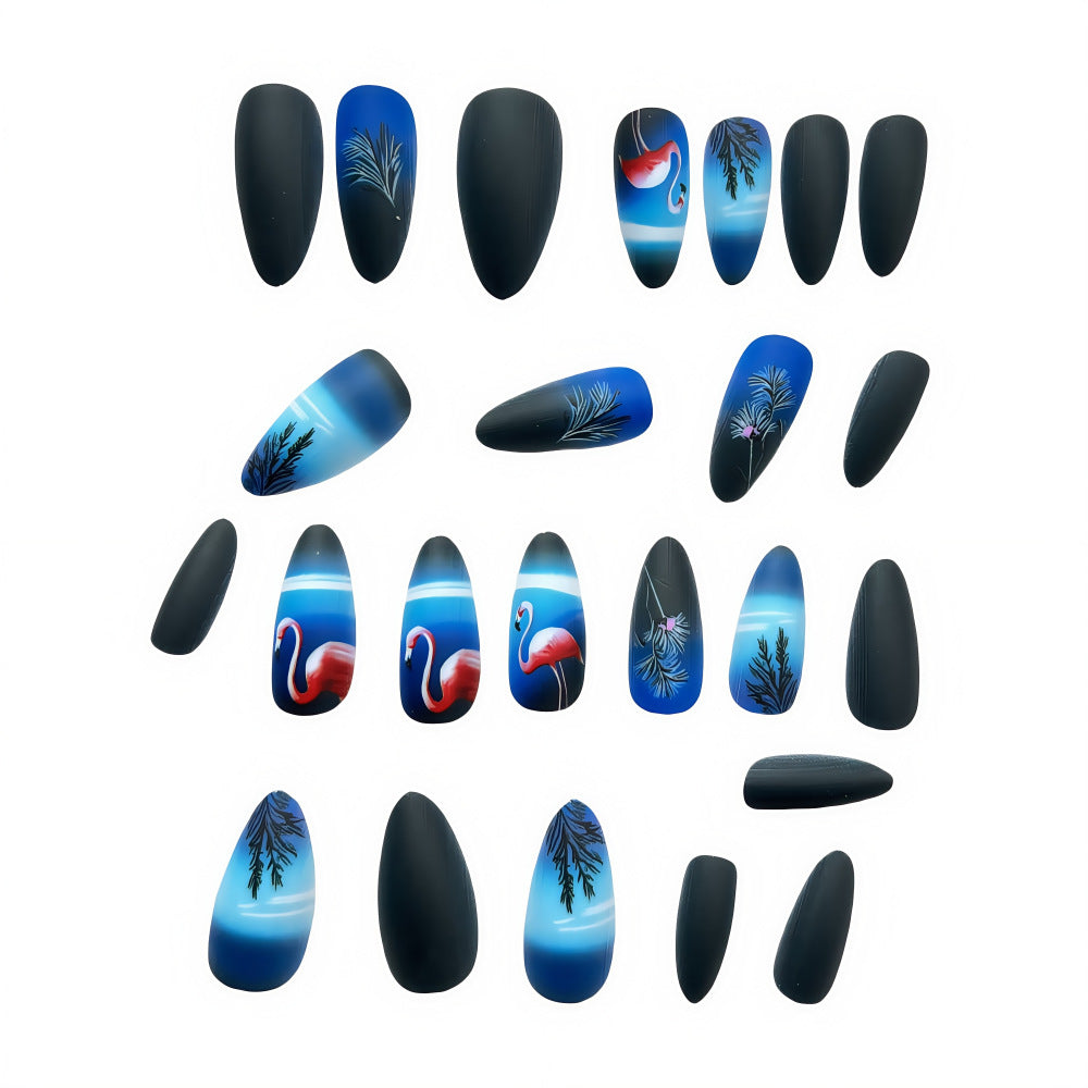 Tropical Flamingo Gradient Press-On Nails – Long Stiletto Glue-On Acrylic Set