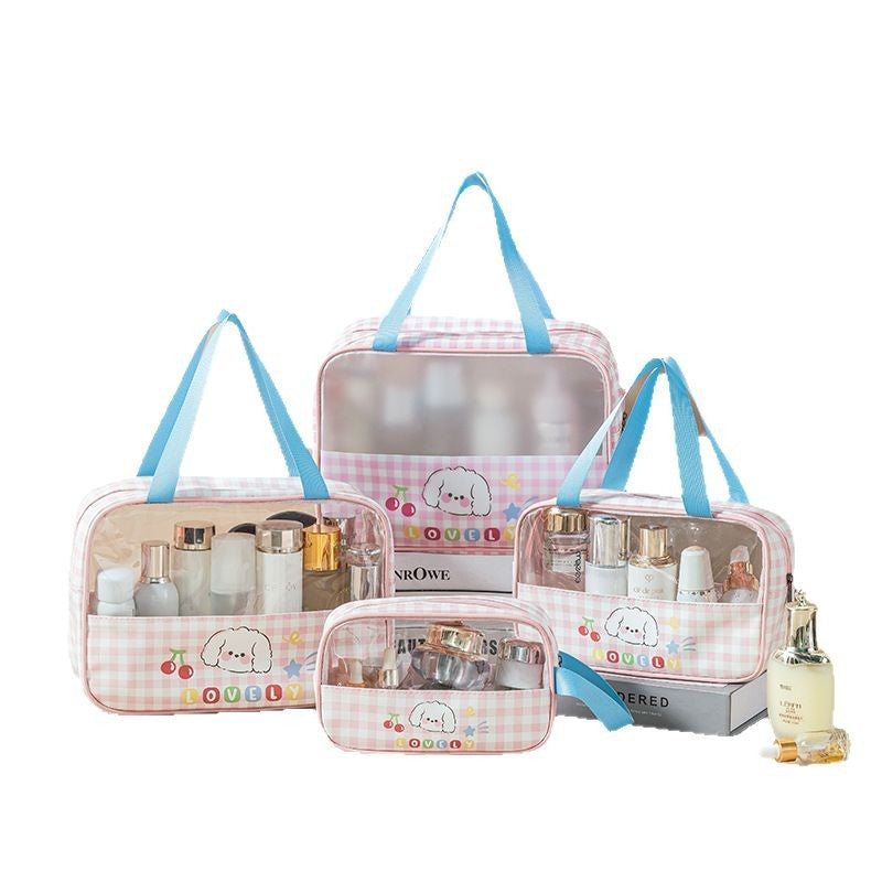 Transparent Toiletry Bag – Wet & Dry Separation PU Travel Cosmetic Organizer (Set of 4)