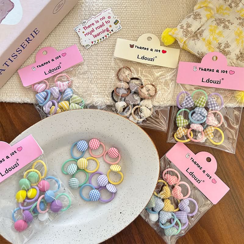 Checkered Heart Hair Ties for Girls  – High Elastic Baby Hair Ropes