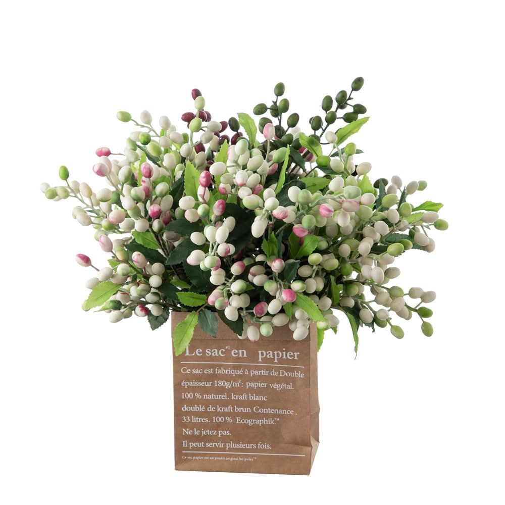 Set of 2pcs. Berry Olive Bean Branch Artificial Christmas Flower