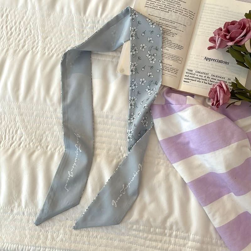 Silk Scarf Ribbon Ponytail Bow - Letter Headband Accessory (Set of 2pcs.)