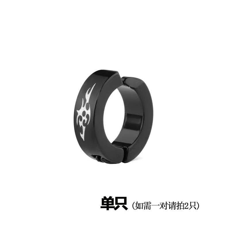 Men’s Titanium Steel Hoop Ear Clips – No-Piercing Retro Fashion Earrings
