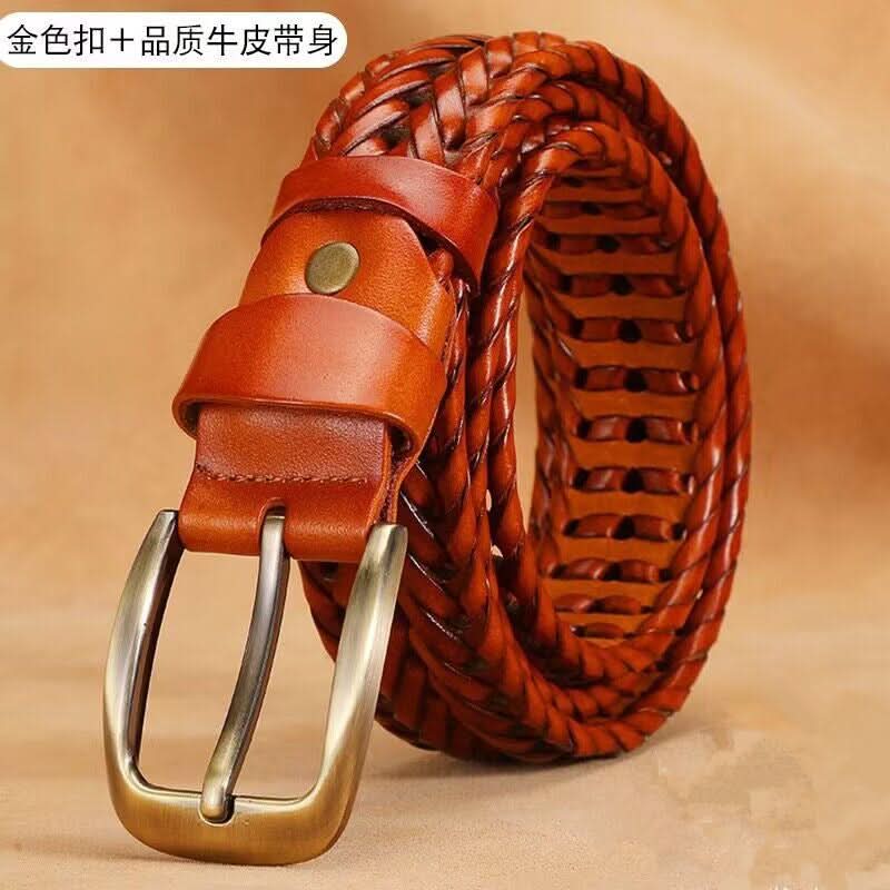 Hand-Woven Leather Belt for Men & Women