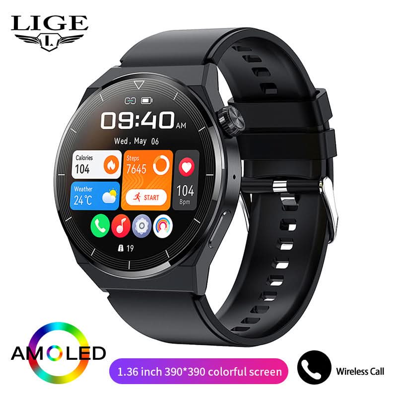 Men’s Round Dial Smart Watch with Bluetooth Calling – Health & Fitness Tracker