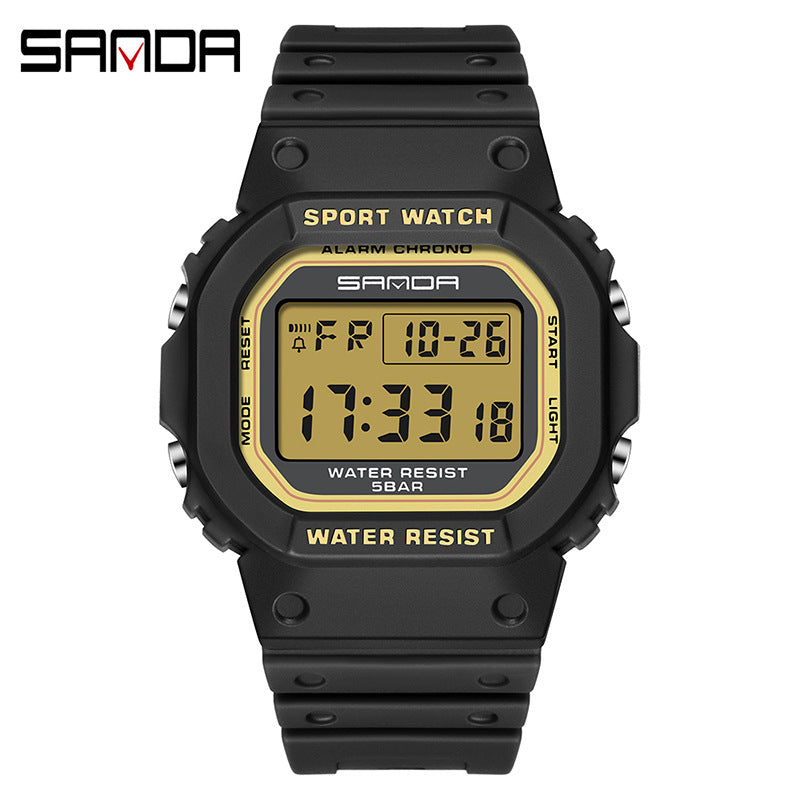 Sanda Square Digital Watch – Waterproof Luminous Outdoor Sports Student Watch