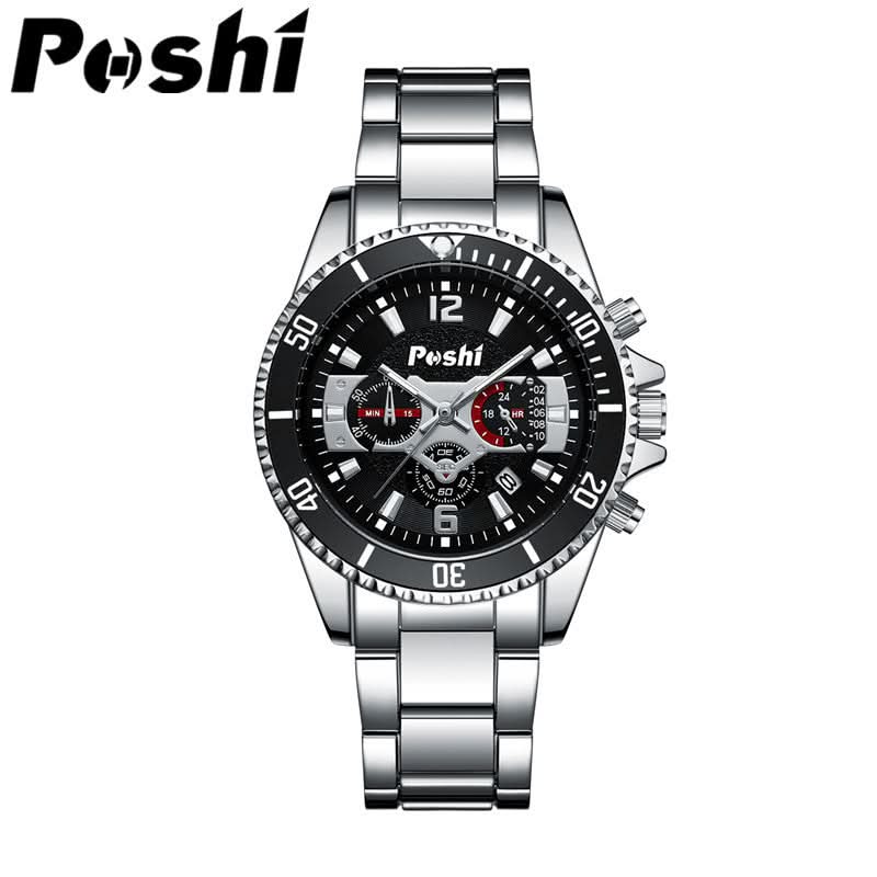 Men’s Stainless Steel Quartz Watch – Luminous Dial, Calendar
