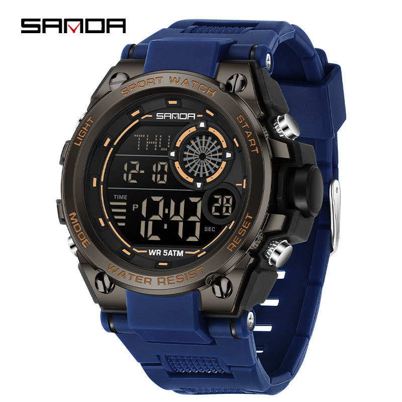 Sanda Digital Sports Watch – Multifunction Student Watch with Alarm & Dual Time