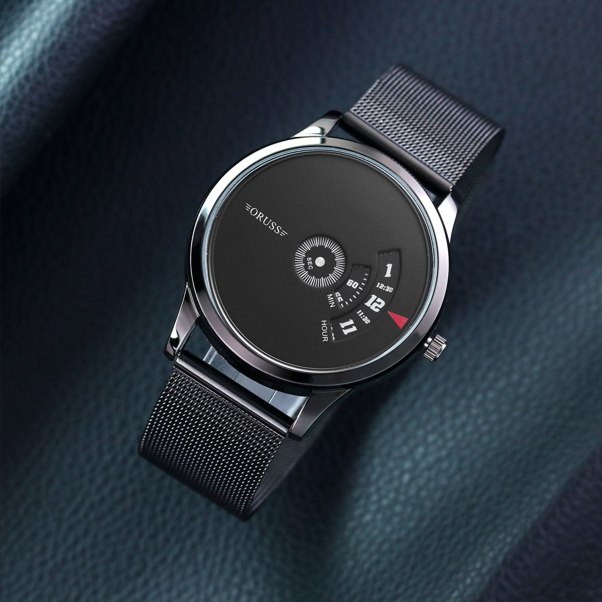 Men's Unique Dial Stainless Steel Watch - Mesh Strap