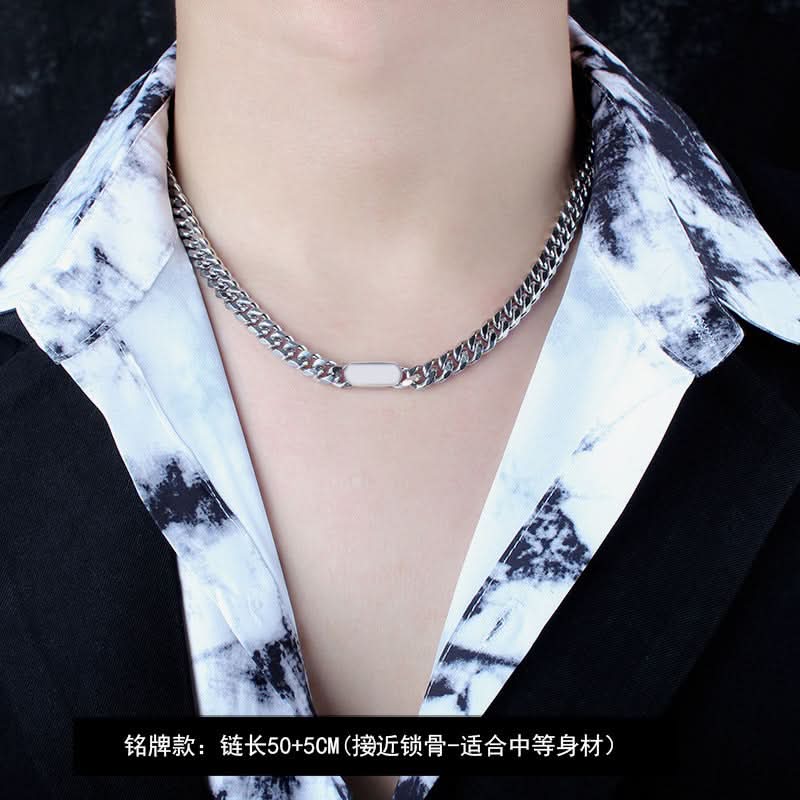 Men’s Titanium Steel Cuban Chain – Hip-Hop Clavicle Necklace