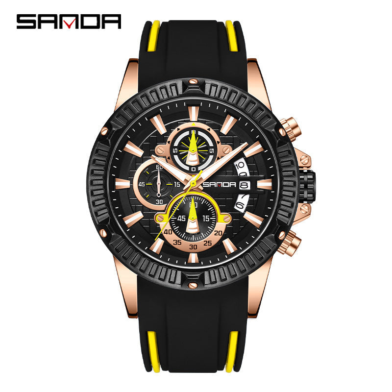 Sanda Men's Quartz Watch – Multi-Function Waterproof Calendar with Luminous