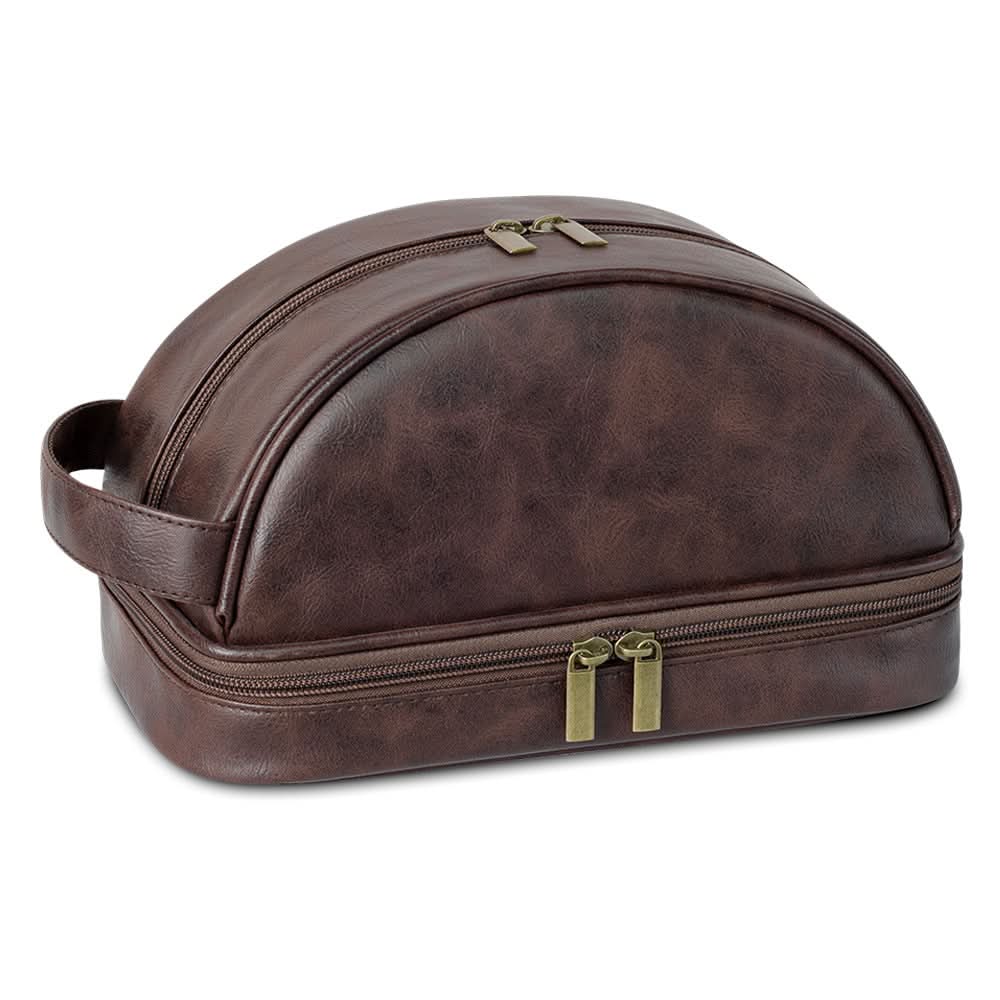 Men's Large-Capacity Waterproof PU Leather Toiletry Bag - Storage Organizer
