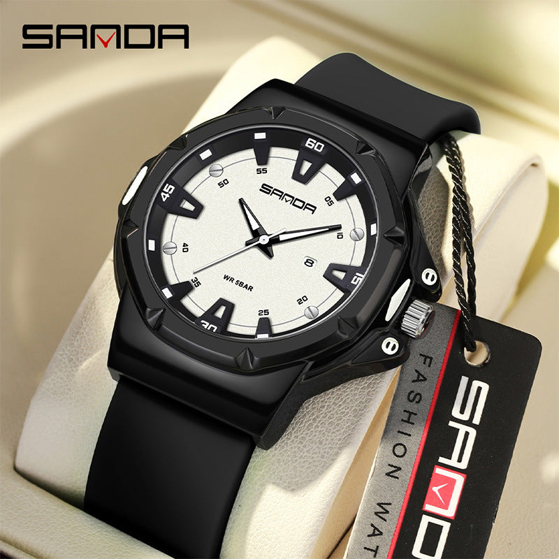 Sanda Sports Quartz Watch with Calendar – Waterproof Student Exam Watch