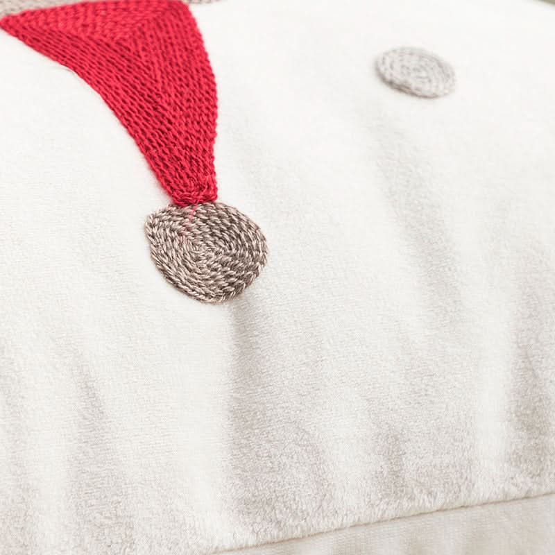 Christmas Embroidered Plaid Pillow Cover – 45x45cm