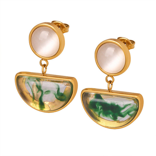 Gold-Plated Floral Geometric Earrings for Women – Statement Jewelry