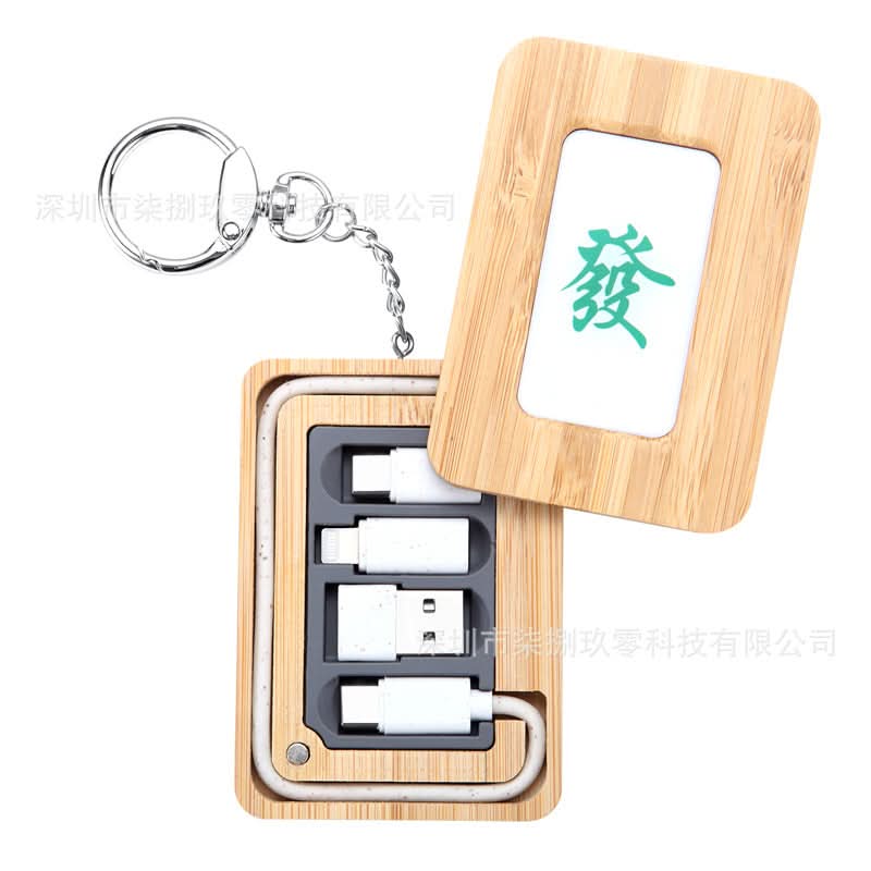 Bamboo Cable Organizer with Fast Charging