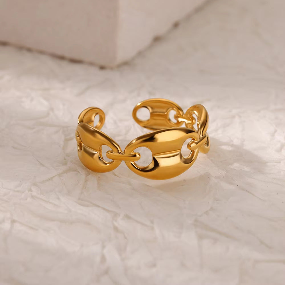 Adjustable Gold Stainless Steel Rings Set – Elegant Minimalist Combo (Set of 9)