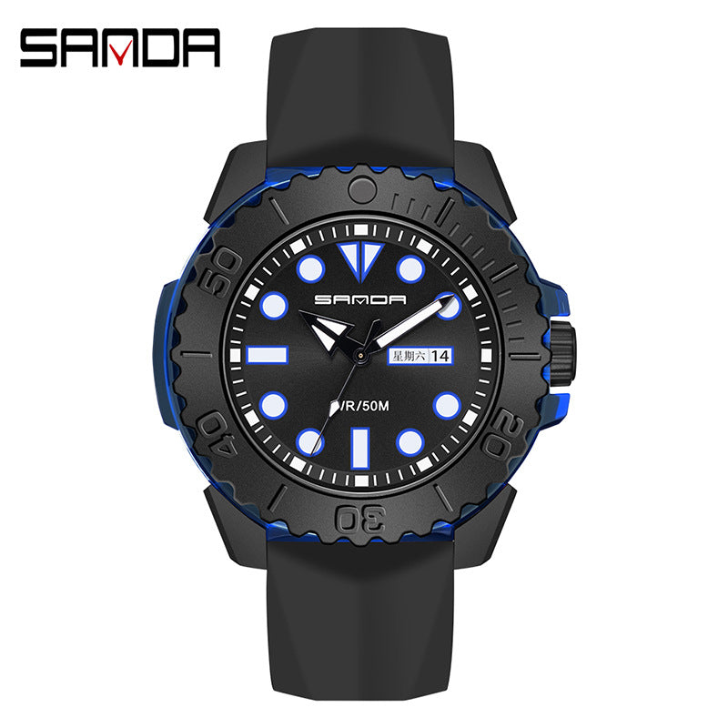 Sanda Digital Sports Watch for Men – Waterproof Silicone Outdoor Electronic Watch