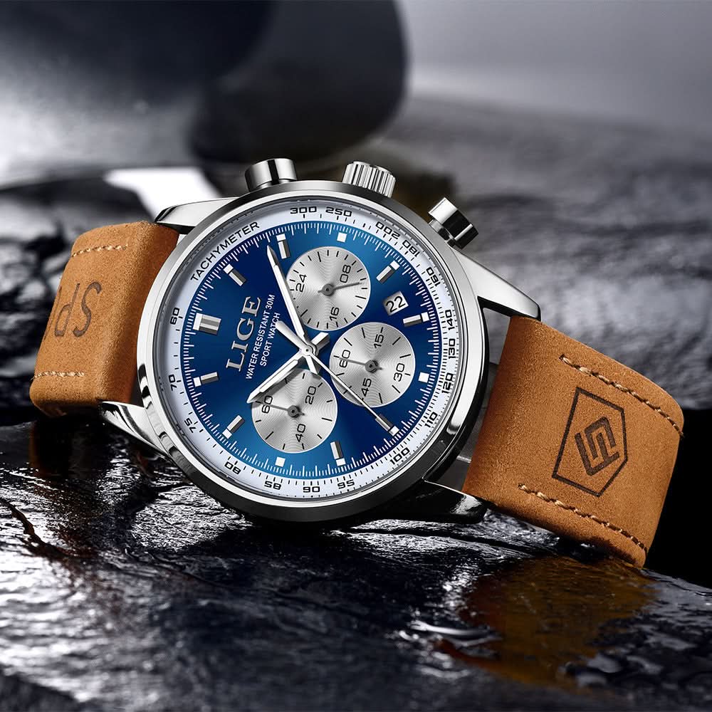 Men’s Luxury Business Quartz Watch – 3-Dial Chronograph