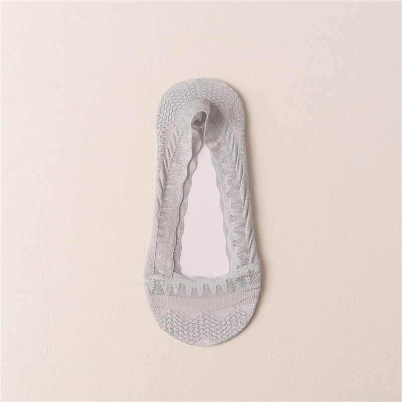 Women’s Lace Invisible Socks – Quick-Dry Cotton Non-Slip Low Cut