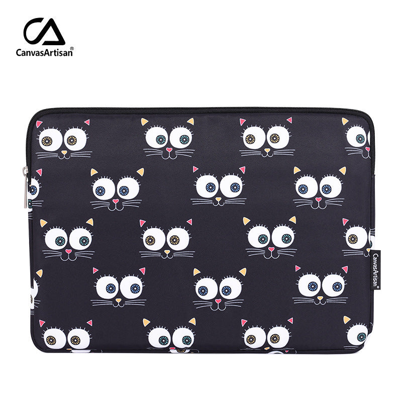 Laptop Sleeve with Cartoon Cat Faces Print – Protective Case for HP & More 11-15 inch
