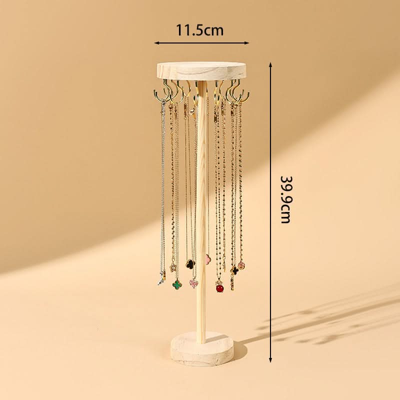 Round Wooden Jewelry Display Rack – Bracelet & Necklace Organizer