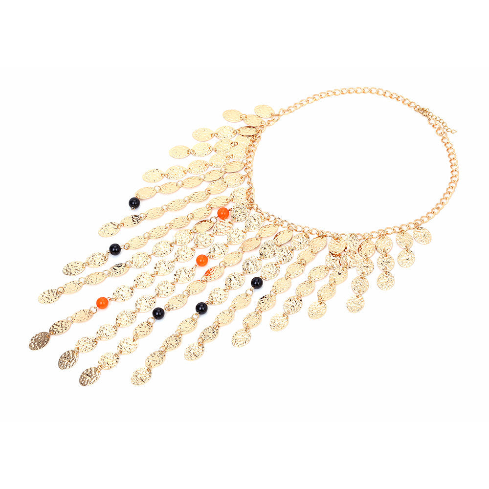 Retro Multi-Layer Tassel Necklace – Handmade Gold Statement Jewelry for Women