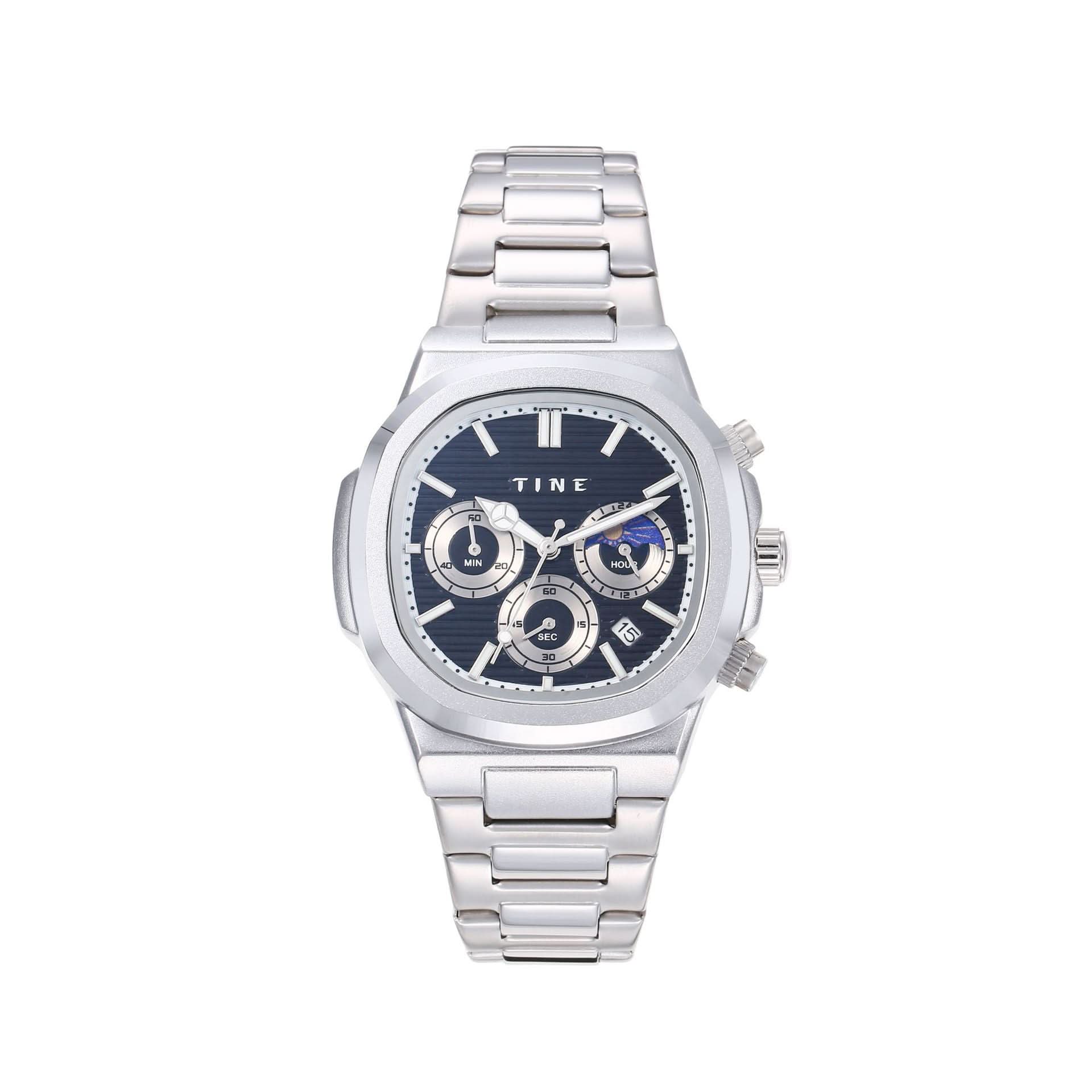 Men's Octagonal Moon Face Quartz Watch – Chronograph, Luminous Dial