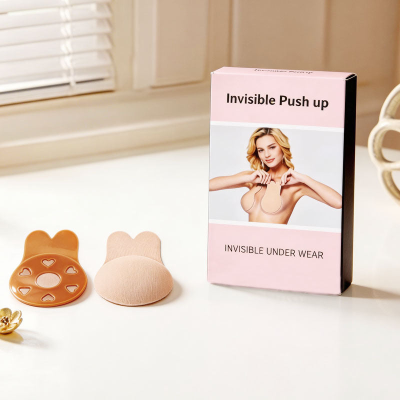 Rabbit Ear Bra Pads Strapless Self-Adhesive Silicone Invisible Bra Bunny Nipple Covers Push-Up Bra Pads Low-Cut Bust Enhancement