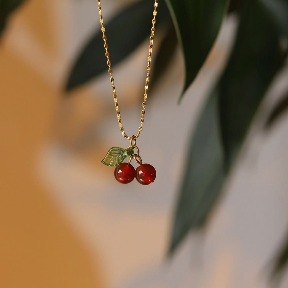 Sweet Red Cherry Chalcedony Necklace – For Women