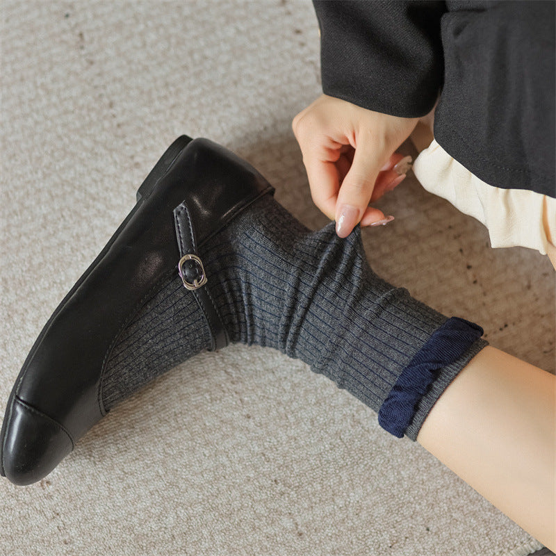 Women's Retro Cotton Socks – Mid-Tube Pile Socks, Soft & Anti-Friction Casual Style