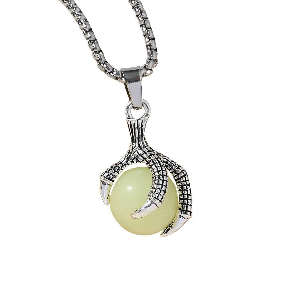 Luminous Dragon Claw Pendant Necklace with Magic Eye – Streetwear Jewelry for Unisex