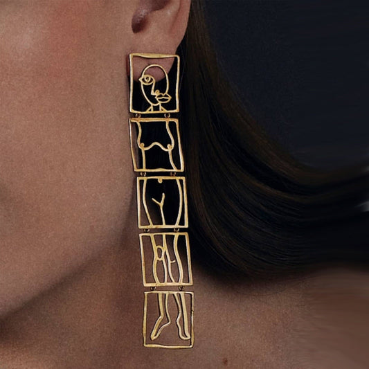 Gold Hollow Angel Earrings – Trendy Metal Jewelry for Women