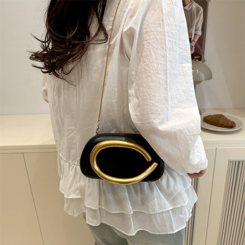 Mini Box Shoulder Bag – Retro Chain Design with Metal Handle