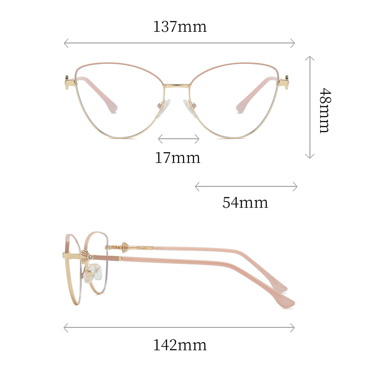 Ultra-Light Metal Cat Eye Blue Light Glasses – Trendy Butterfly Frame for Women