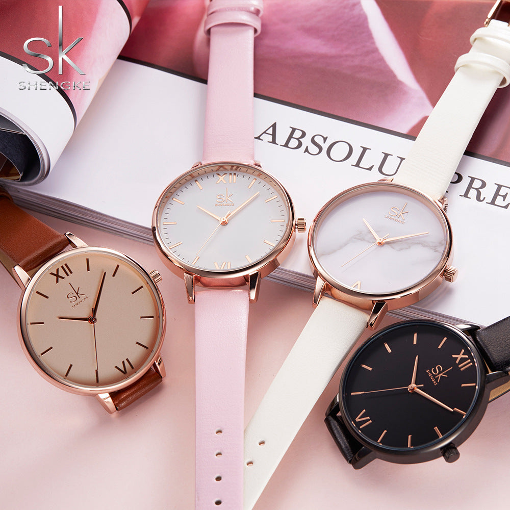 SK Women’s Quartz Watch – Minimalist Analog Wristwatch, Ultra-Thin Waterproof Design