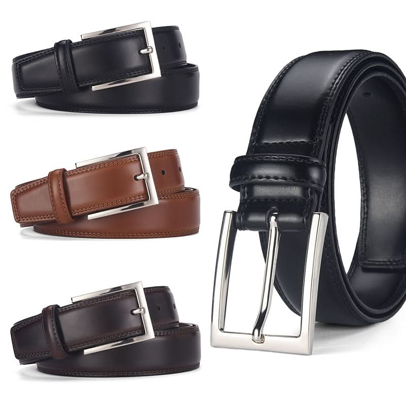 Men's Leather Belt with Pin Buckle