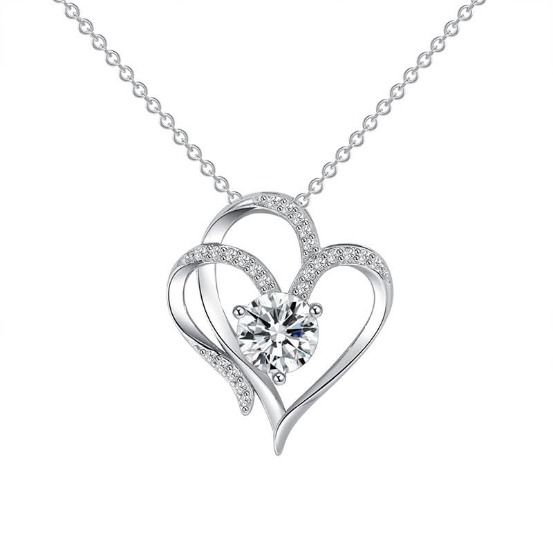 1 pc. Platinum Double Heart Pendant Necklace for Women