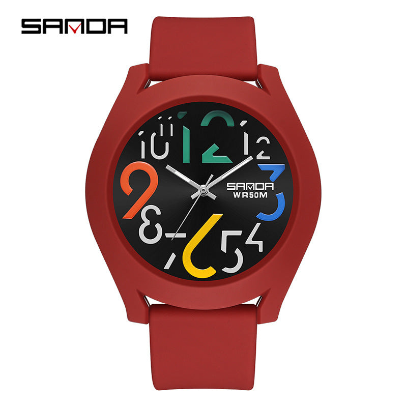 Sanda Digital Quartz Watch – Waterproof Kid's Silicone Strap Watch with Removable Bezel