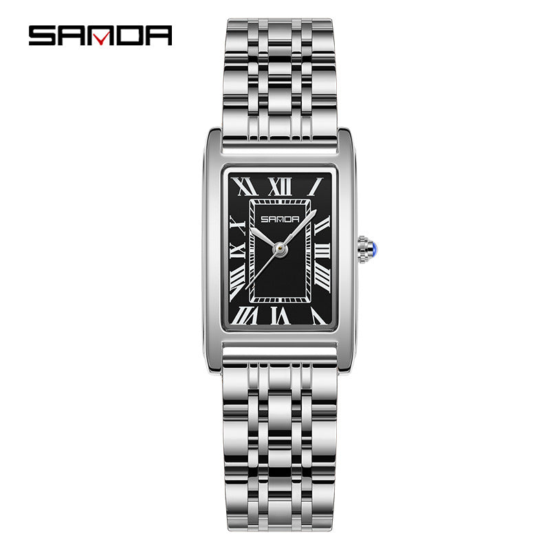 SANDA Retro Square Quartz Couple Watch – Waterproof Unisex Watch with Roman Dial