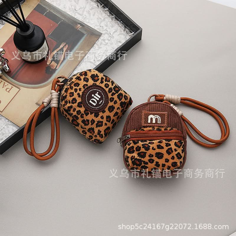 Mini Coin Purse Keychain – Leopard Print Card Holder