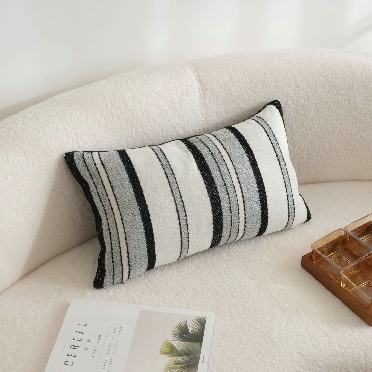 Light Luxury Knitted Striped Pillow - Simple Retro Cushion Cover