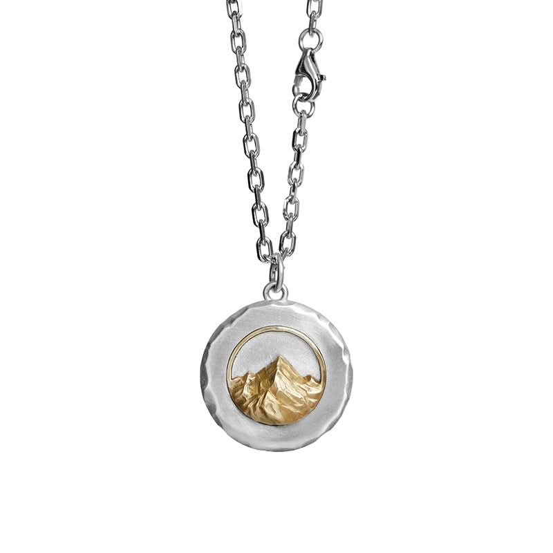 Men's Titanium Steel Necklace – Golden Mountain Pattern Pendant