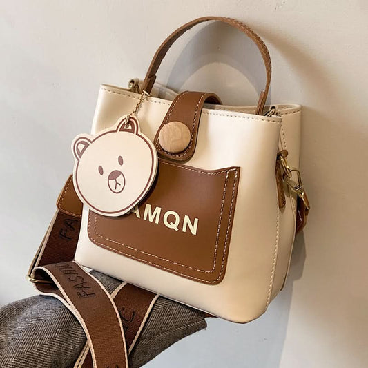 Women's Trendy Leather Bucket Bag – Crossbody & Shoulder Bag with Wide Strap
