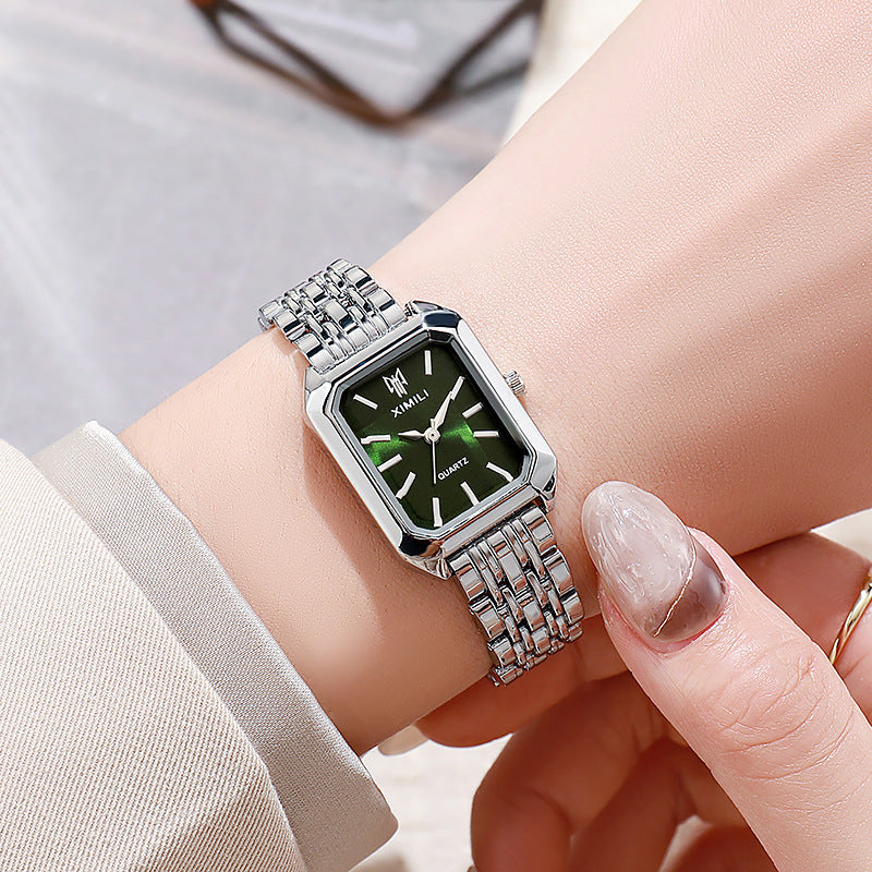 Women’s Square Dial Luxury Quartz Watch – Alloy Steel Strap, Fashion Student Style