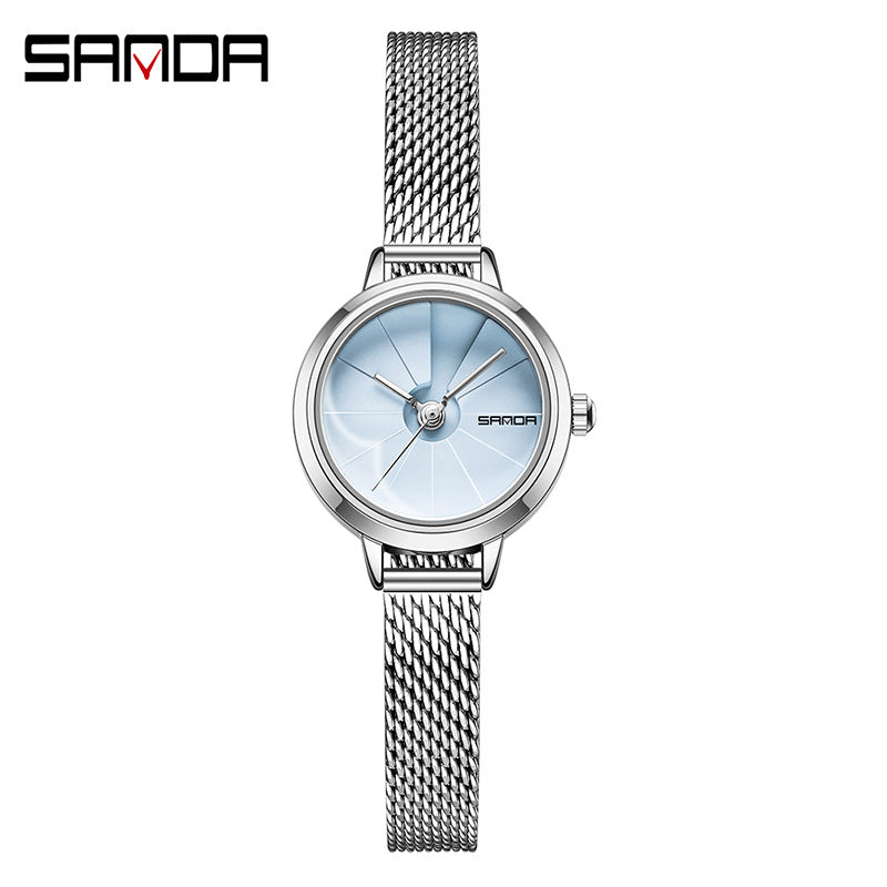 SANDA Women’s Retro Quartz Watch – Mesh Stainless Steel Strap with 30M Waterproof