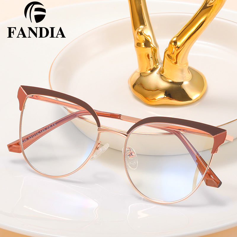 Women's Metal Butterfly Glasses Frame – Anti-Blue Light, Myopia-Ready Eyewear