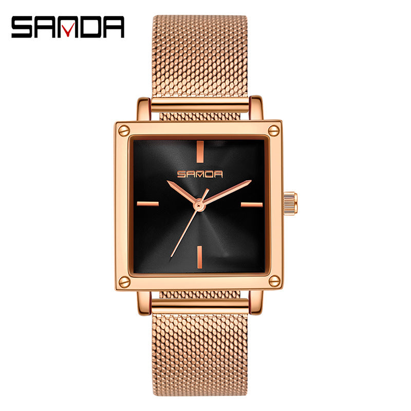 Sanda Women’s Mesh Quartz Watch – Waterproof Small Dial Casual Fashion Watch