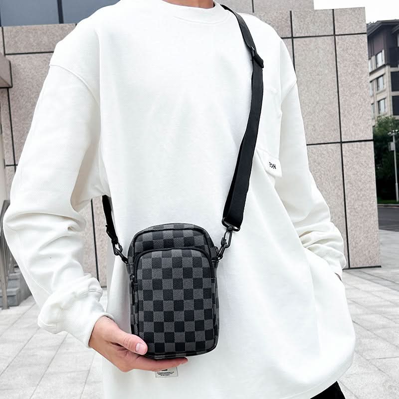 Men’s Mini Crossbody Phone Bag – Korean Style PVC Shoulder Bag
