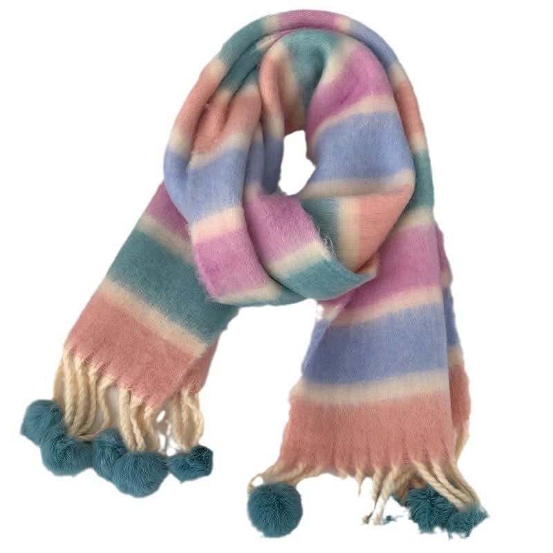 Tassel Plaid Mohair Scarf for Women – Warm & Chic
