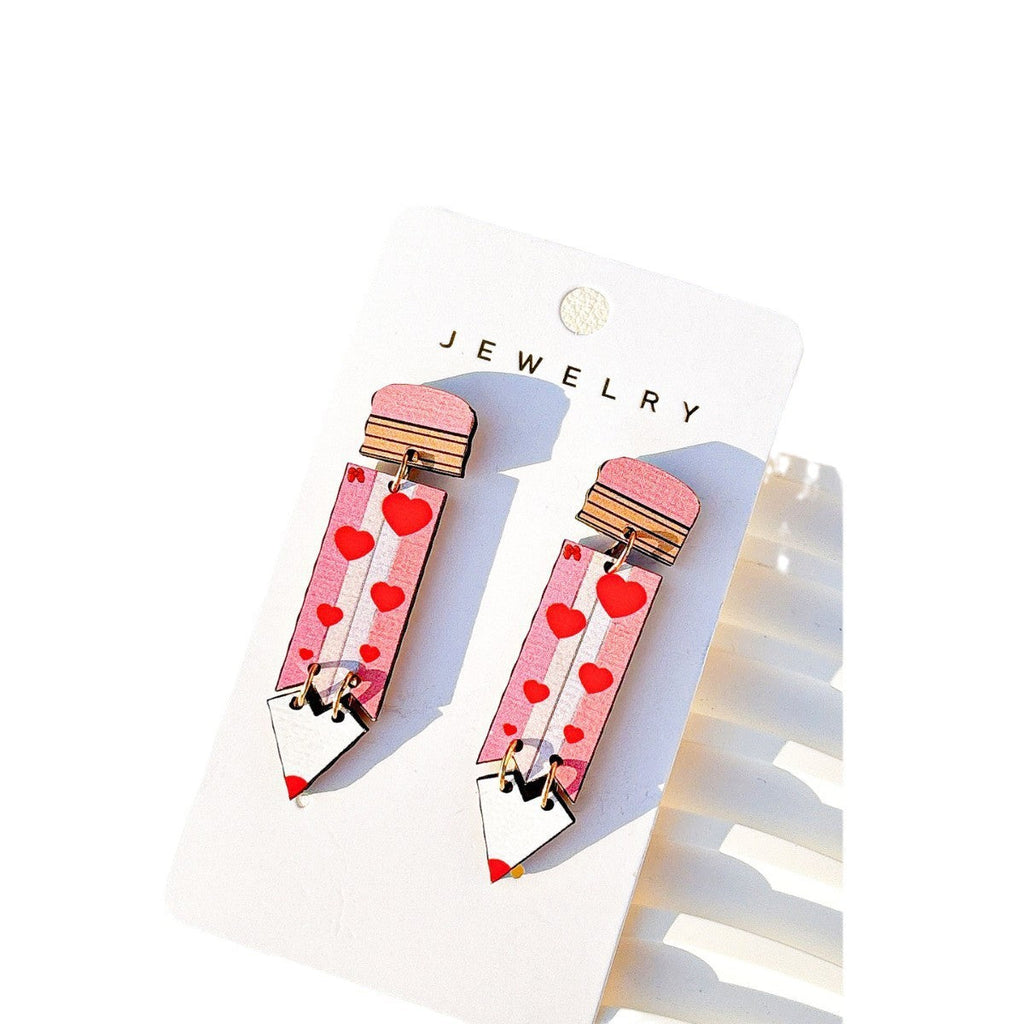 Valentine’s Day Wooden Earrings for Women – Tassel Double Ring Jewelry